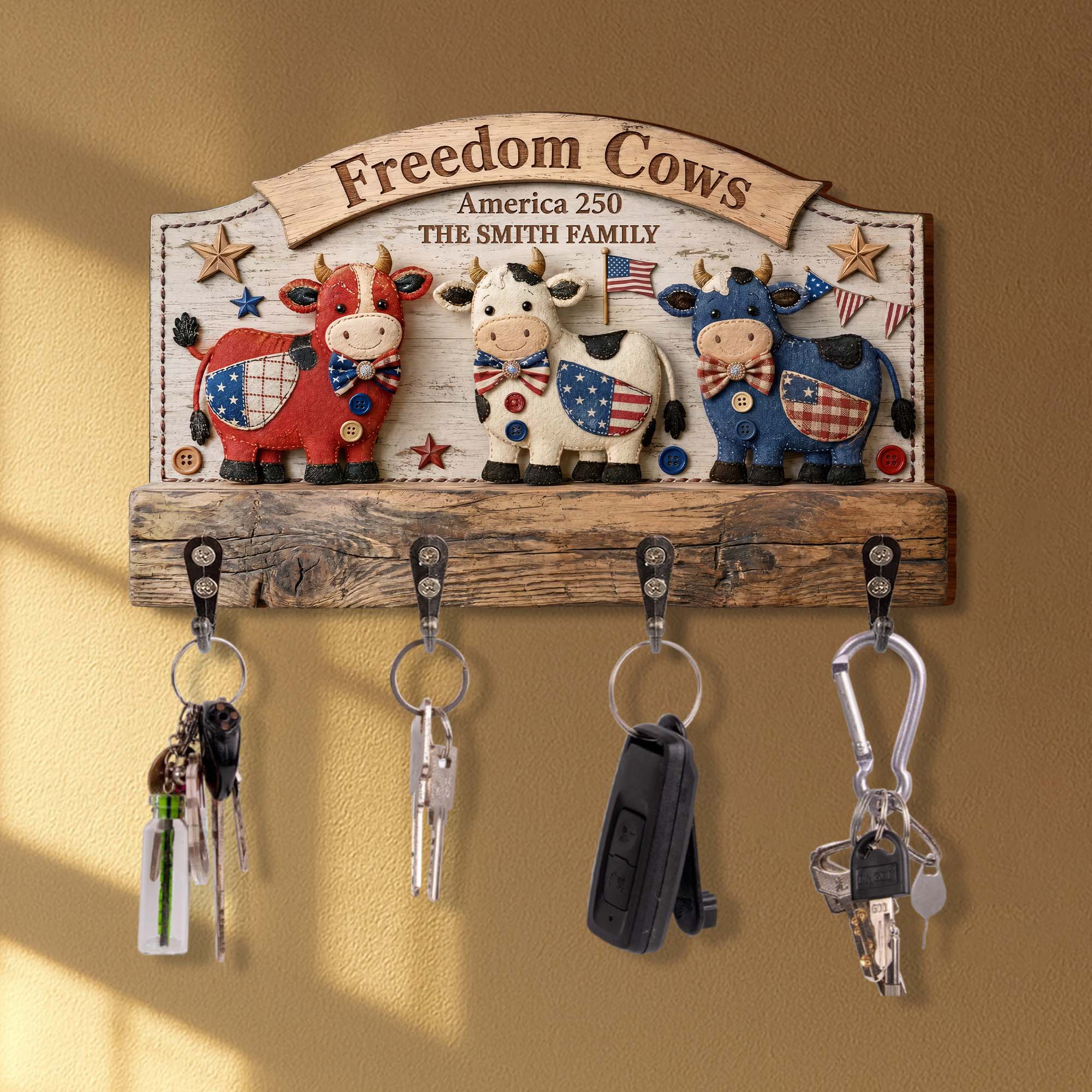 Personalized Farmhouse Key Holder Custom Family Name Gift