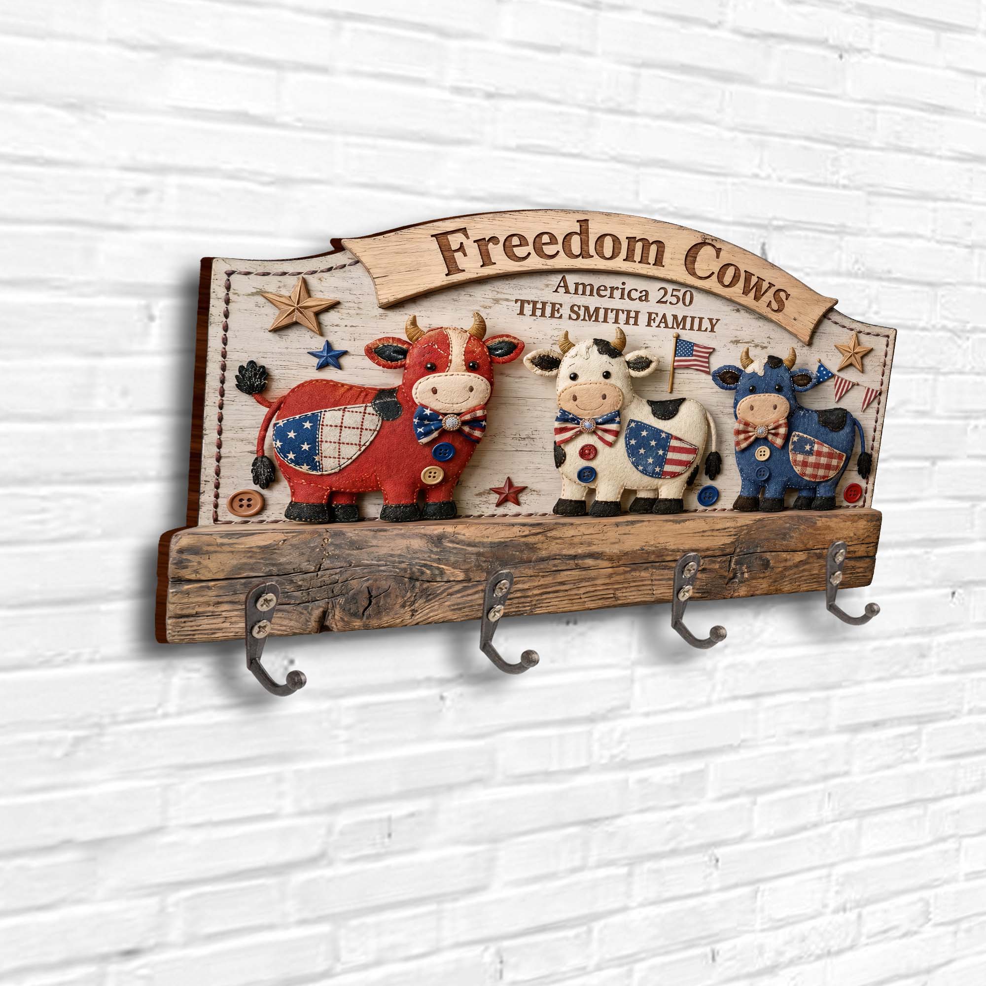 Personalized Farmhouse Key Holder Custom Family Name Gift