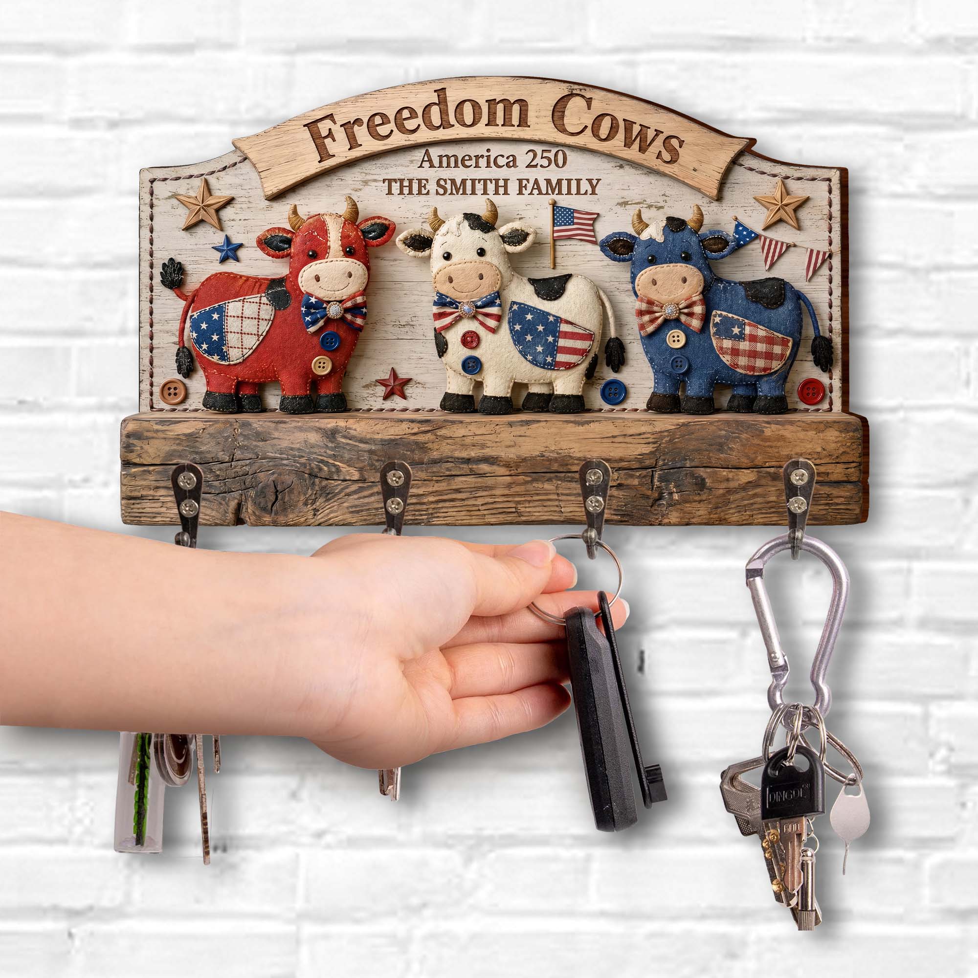 Personalized Farmhouse Key Holder Custom Family Name Gift