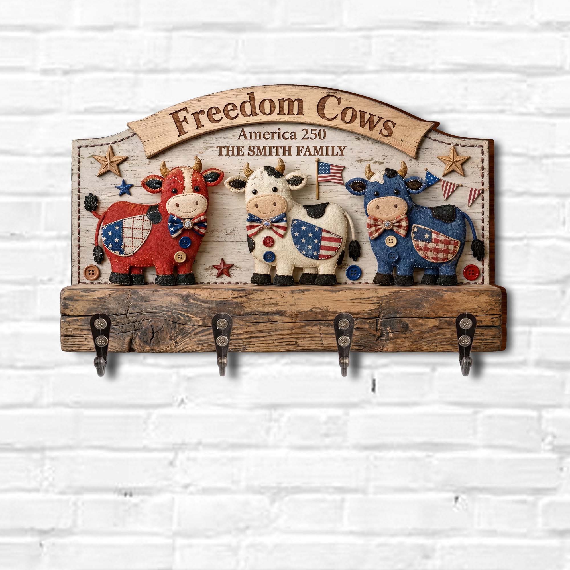Personalized Farmhouse Key Holder Custom Family Name Gift
