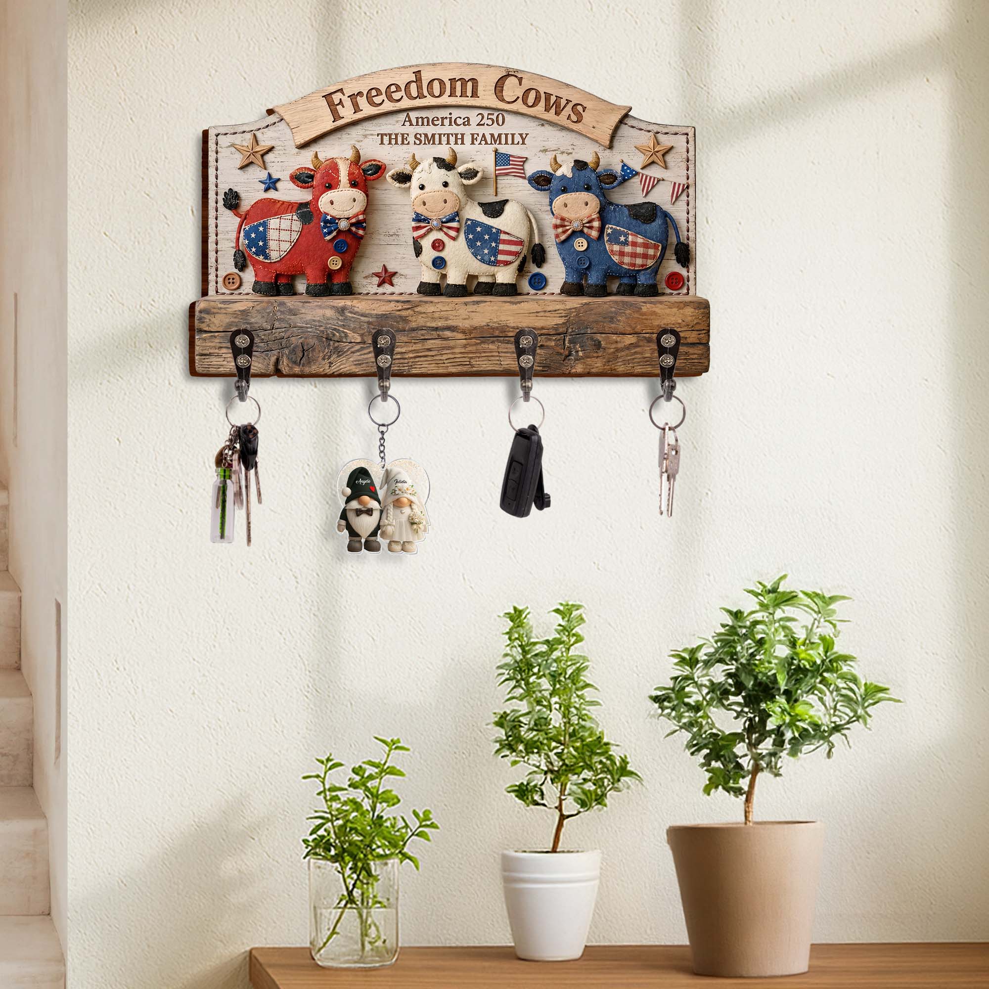 Personalized Farmhouse Key Holder Custom Family Name Gift