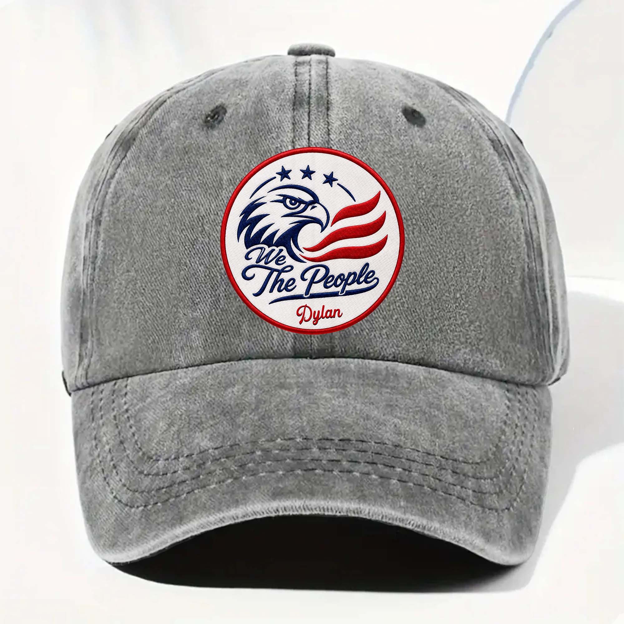 Personalized Washed Denim Cap Custom Name American Eagle Gift