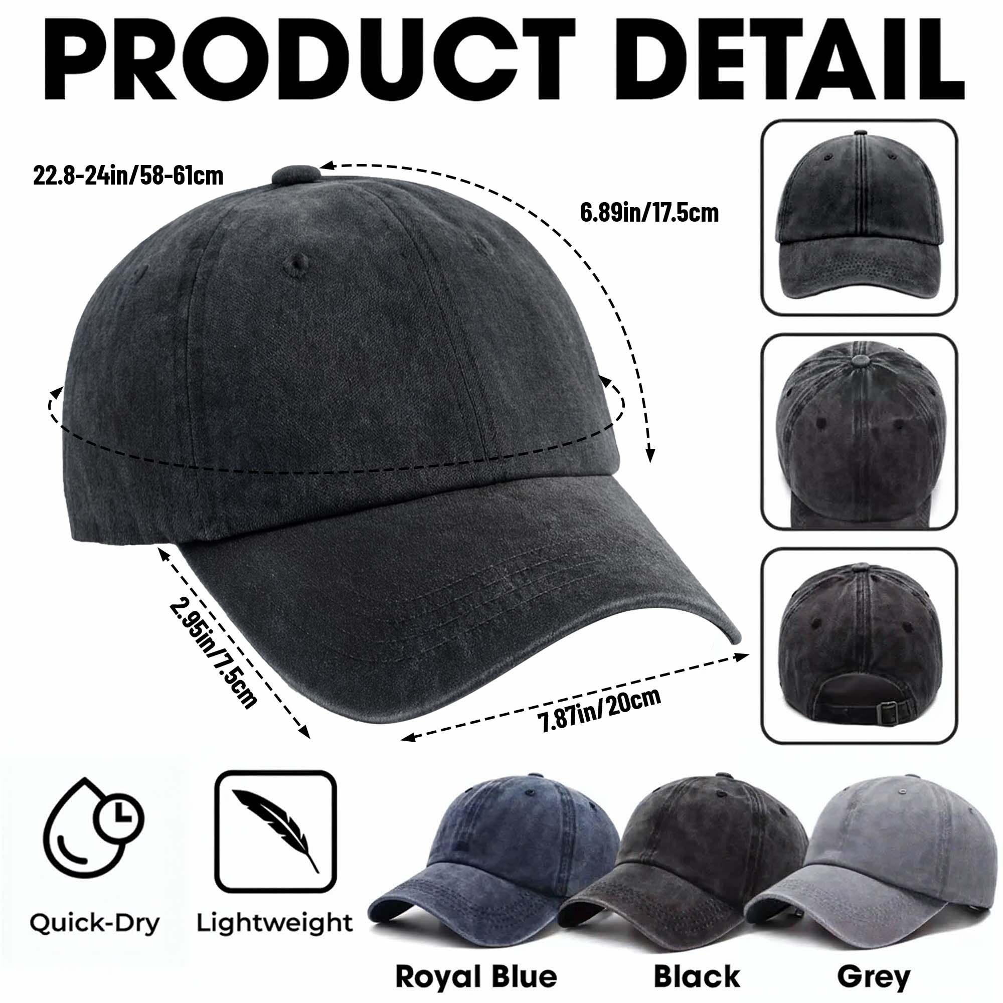 Personalized Washed Denim Cap Custom Name American Eagle Gift