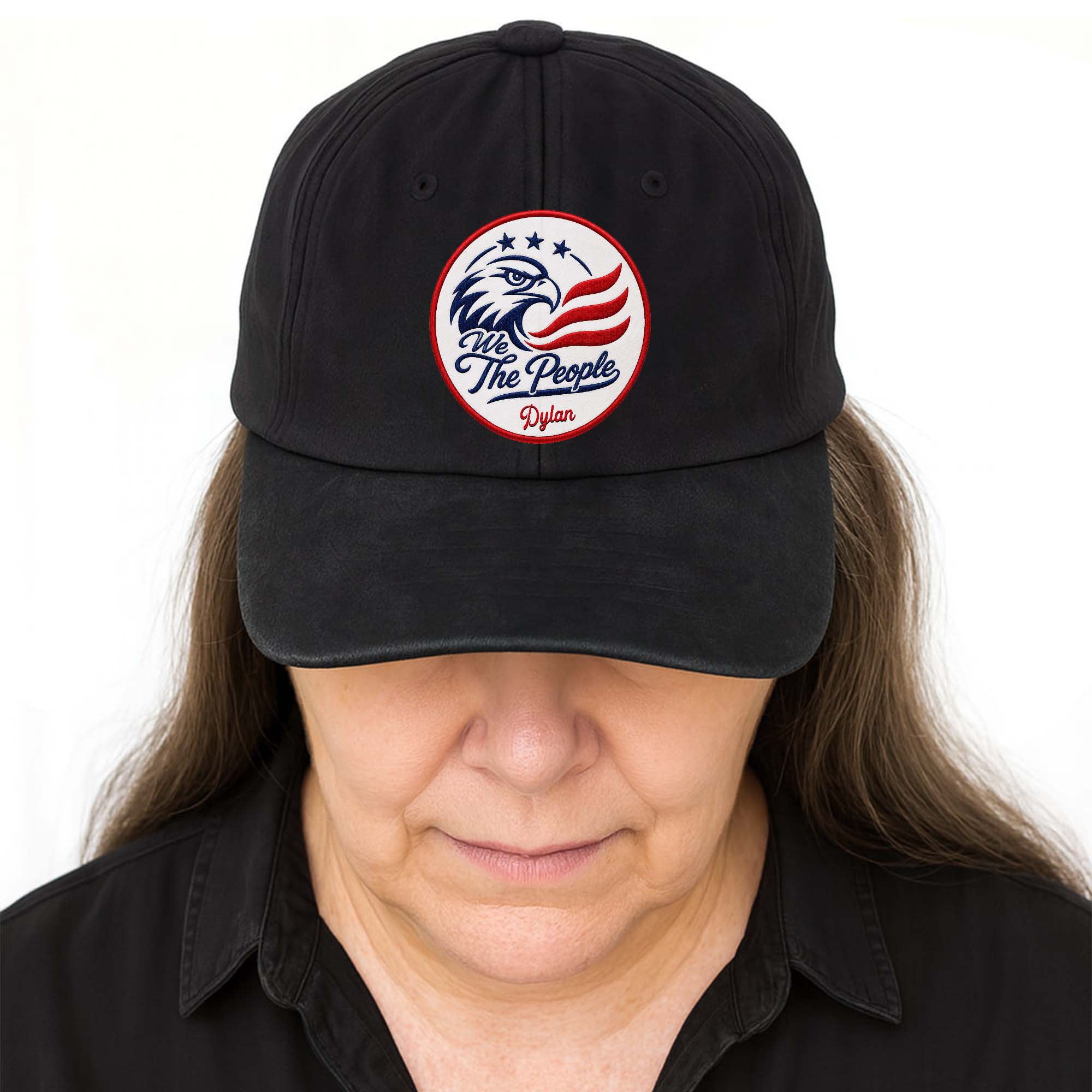 Personalized Washed Denim Cap Custom Name American Eagle Gift