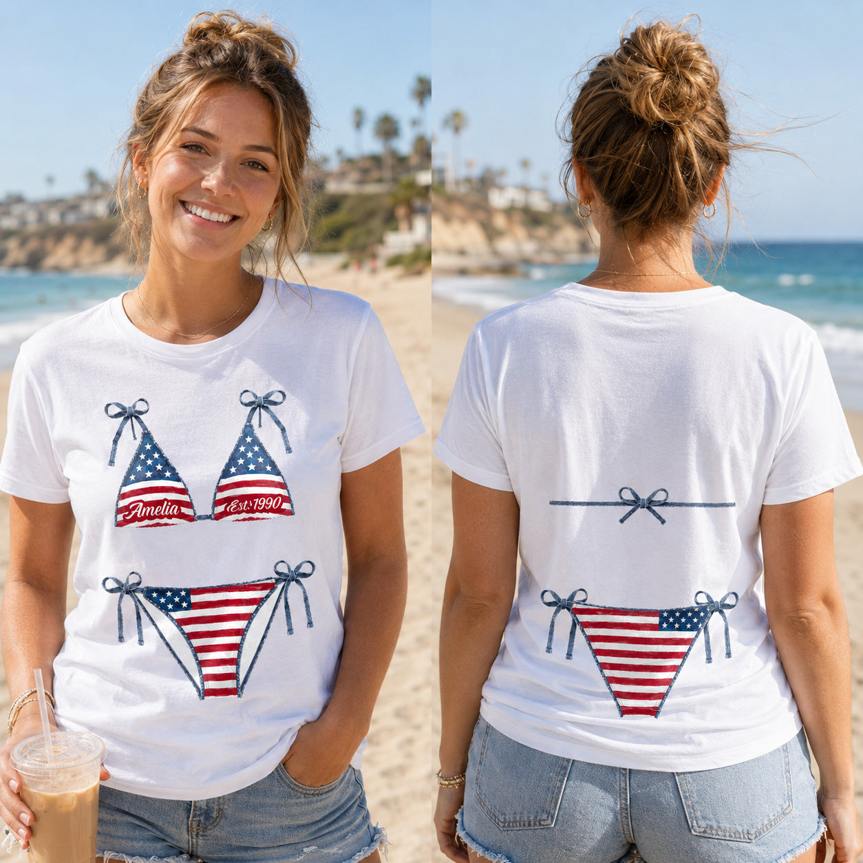 Personalized American Flag T-Shirt Custom Design Gift