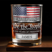Load image into Gallery viewer, Personalized American Flag Whiskey Glass Custom Name Gift for Dad
