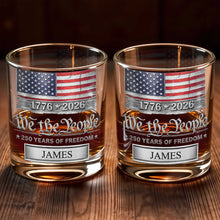 Load image into Gallery viewer, Personalized American Flag Whiskey Glass Custom Name Gift for Dad

