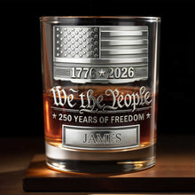 Load image into Gallery viewer, Personalized Custom Whiskey Glass American Flag Gift for Dad
