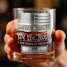 Load image into Gallery viewer, Personalized Custom Whiskey Glass American Flag Gift for Dad
