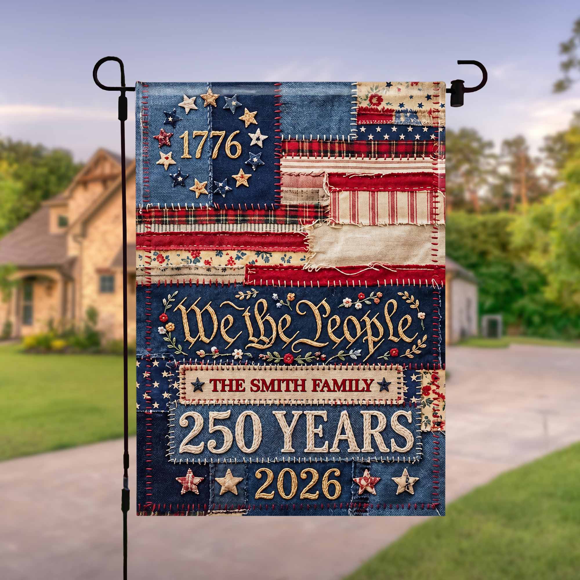 Personalized Double-Sided Garden Flag Custom Family Name 4th of July Gift
