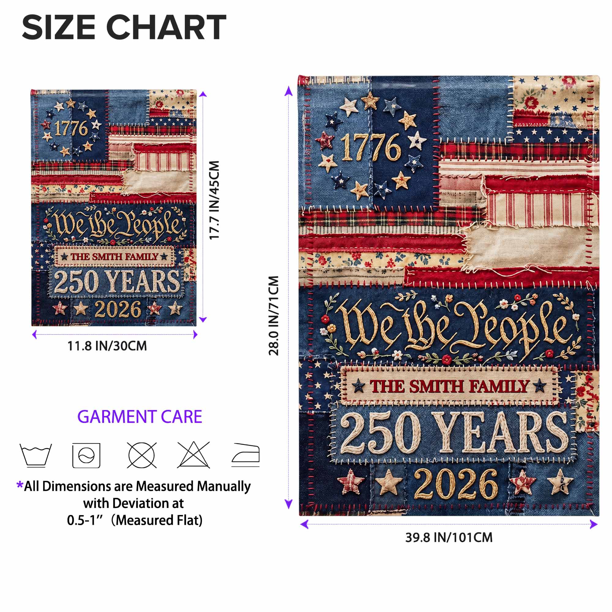 Personalized Double-Sided Garden Flag Custom Family Name 4th of July Gift