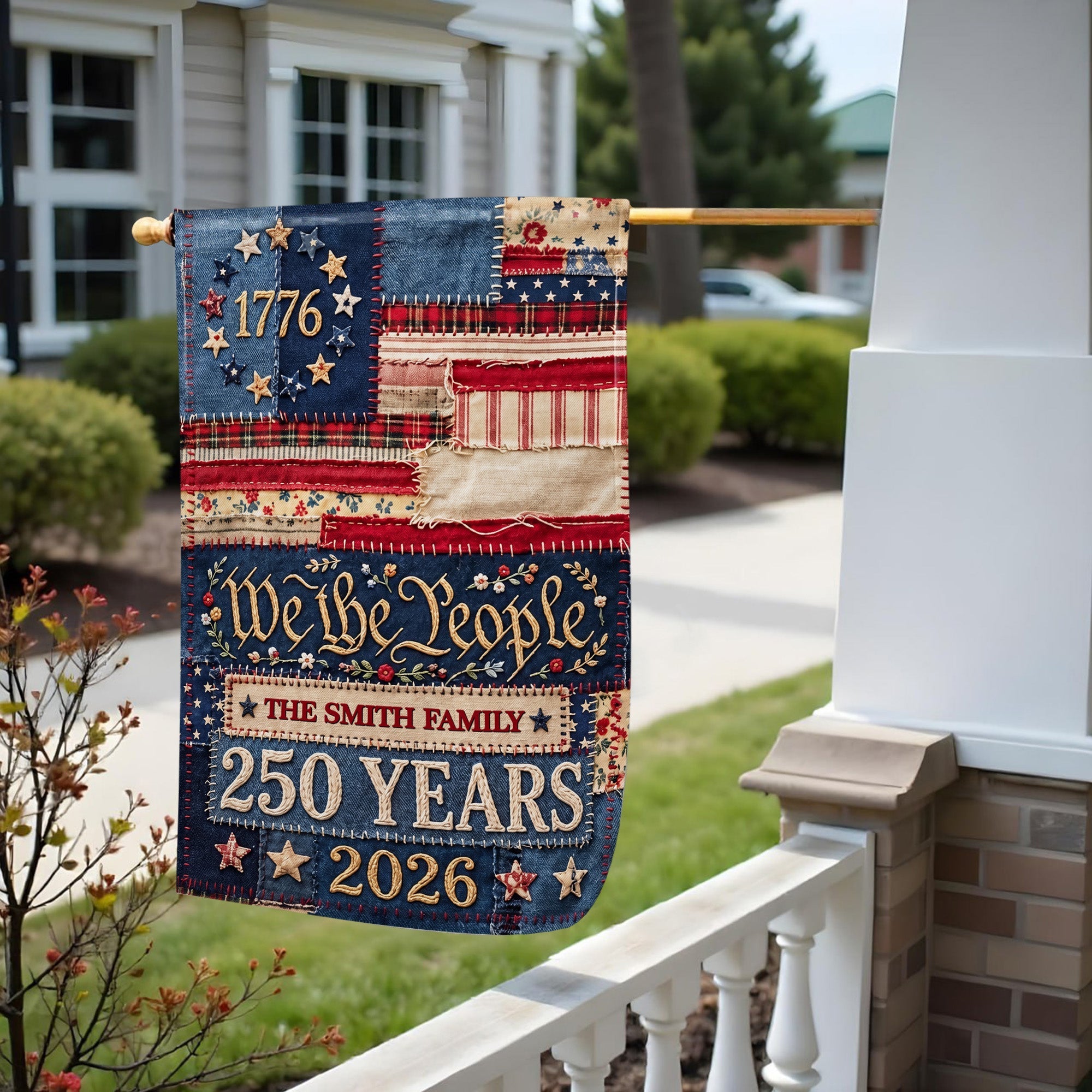 Personalized Double-Sided Garden Flag Custom Family Name 4th of July Gift