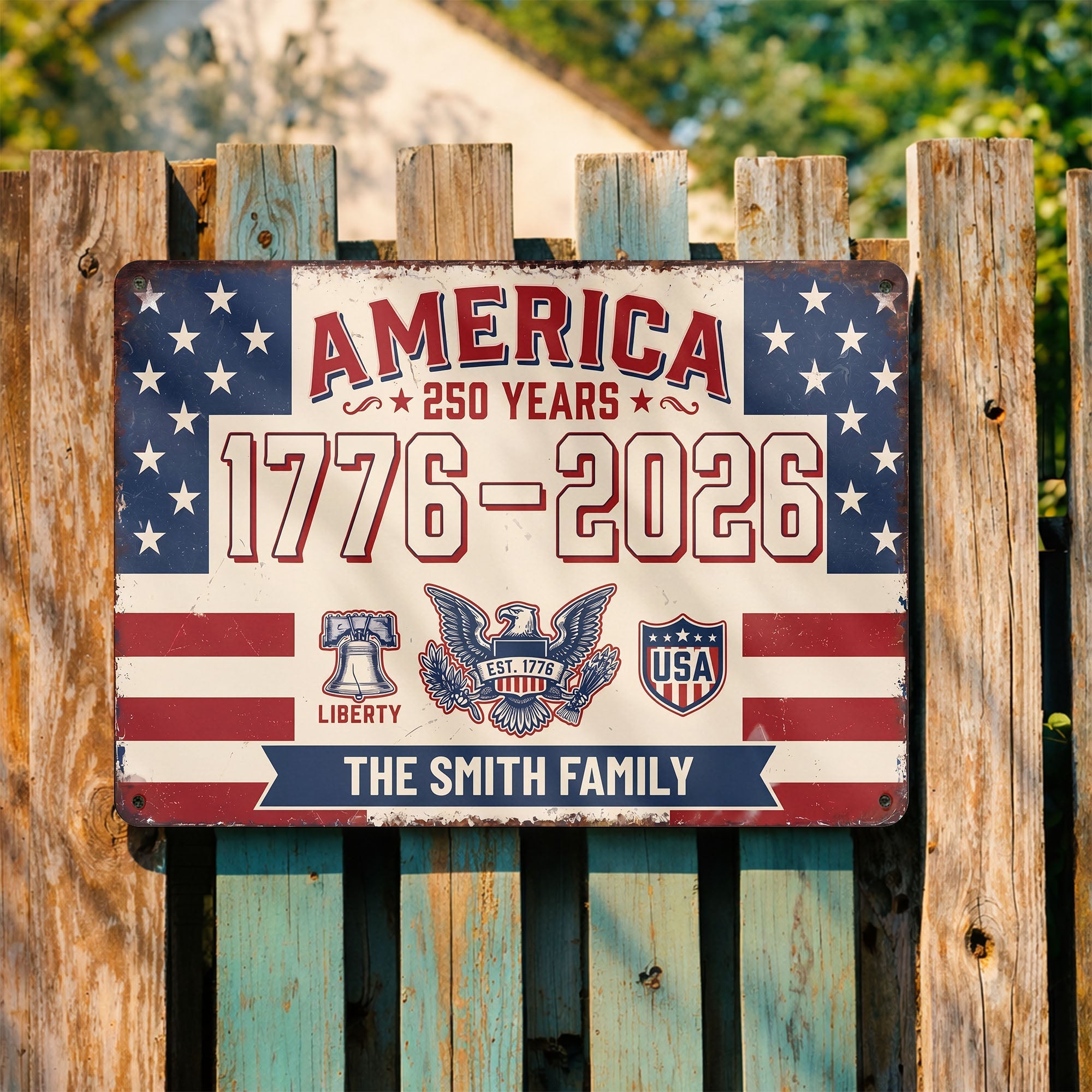 Personalized Metal Sign Custom Family Name USA Eagle Gift
