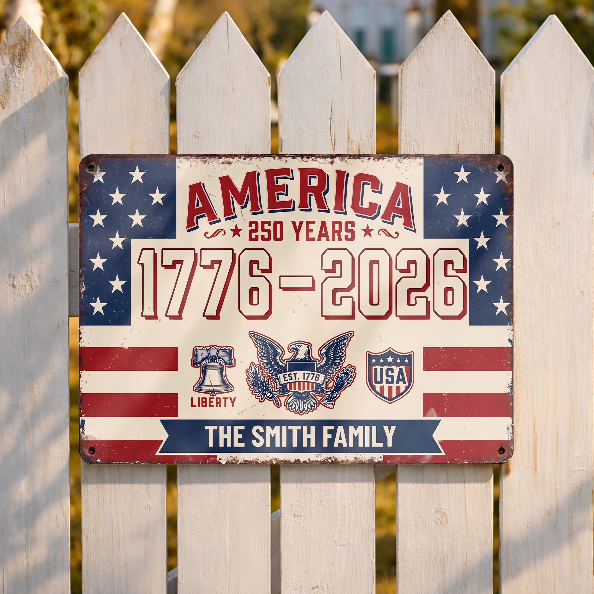 Personalized Metal Sign Custom Family Name USA Eagle Gift