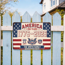 Load image into Gallery viewer, Personalized Metal Sign Custom Family Name USA Eagle Gift
