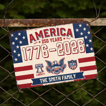 Load image into Gallery viewer, Personalized Metal Sign Custom Family Name USA Eagle Gift
