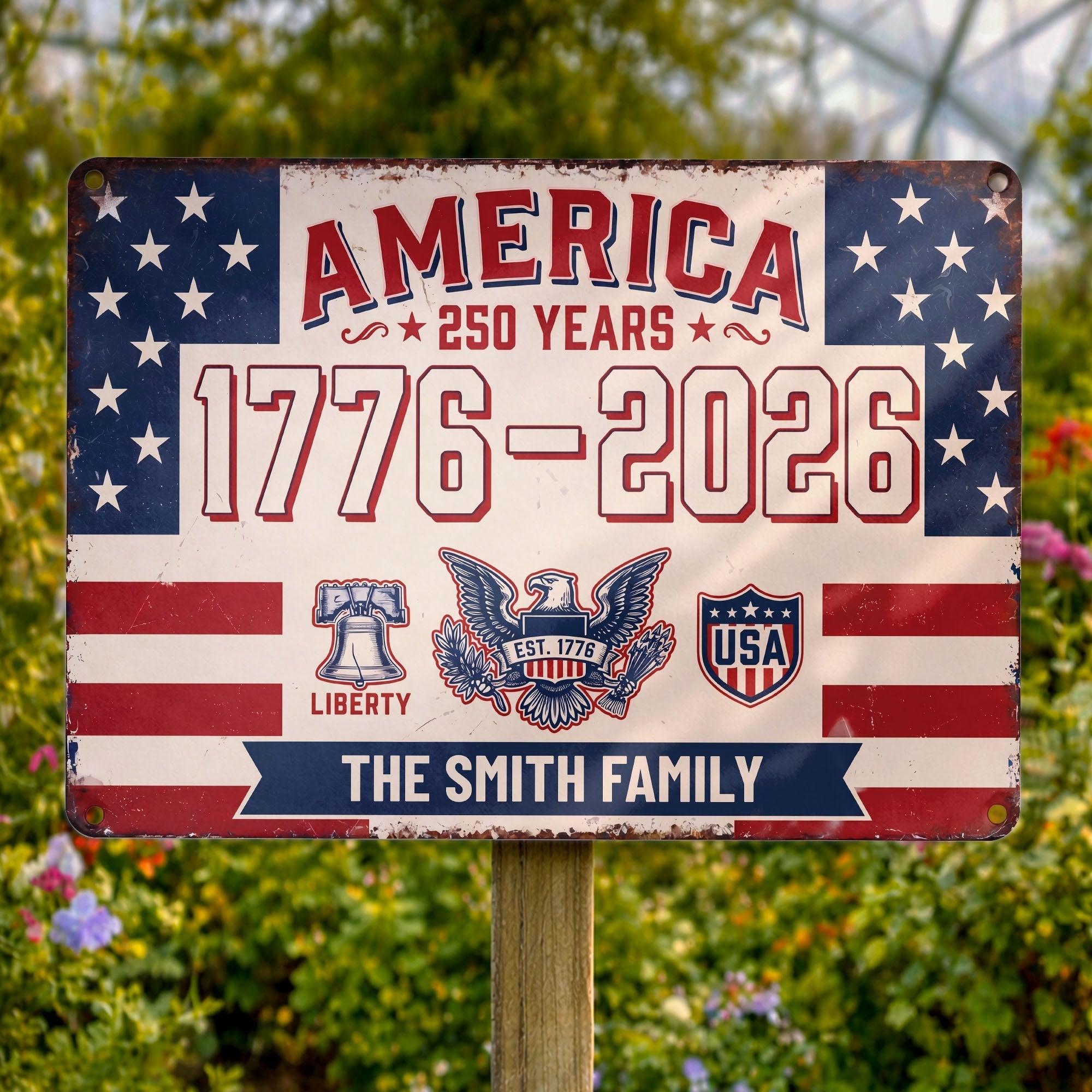 Personalized Metal Sign Custom Family Name USA Eagle Gift