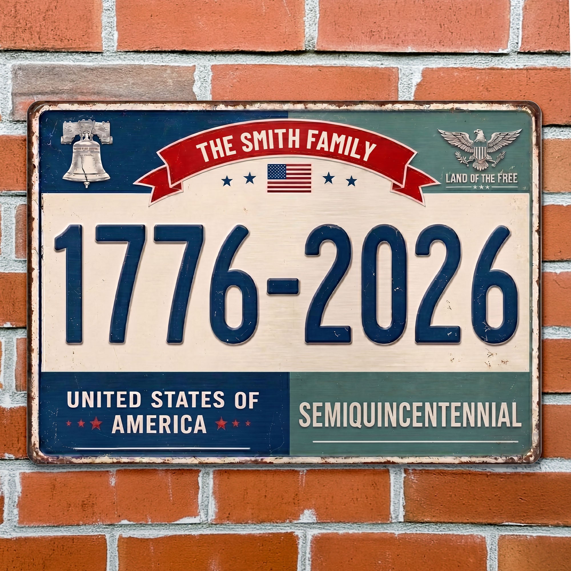 Personalized Metal Sign Custom Family Name USA Eagle Decor