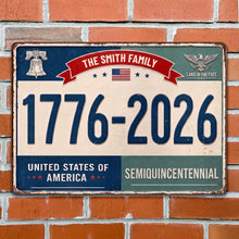 Load image into Gallery viewer, Personalized Metal Sign Custom Family Name USA Eagle Decor
