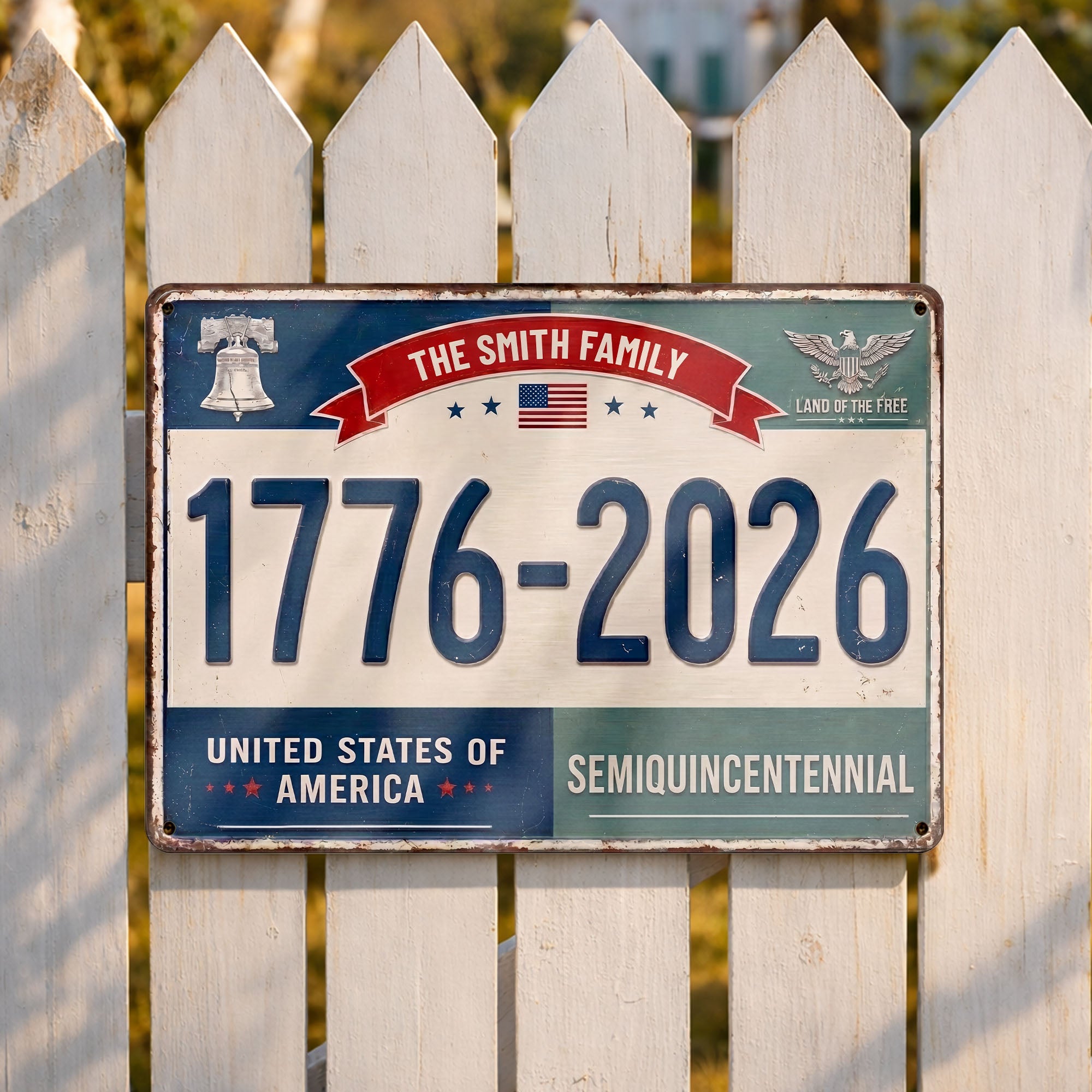 Personalized Metal Sign Custom Family Name USA Eagle Decor