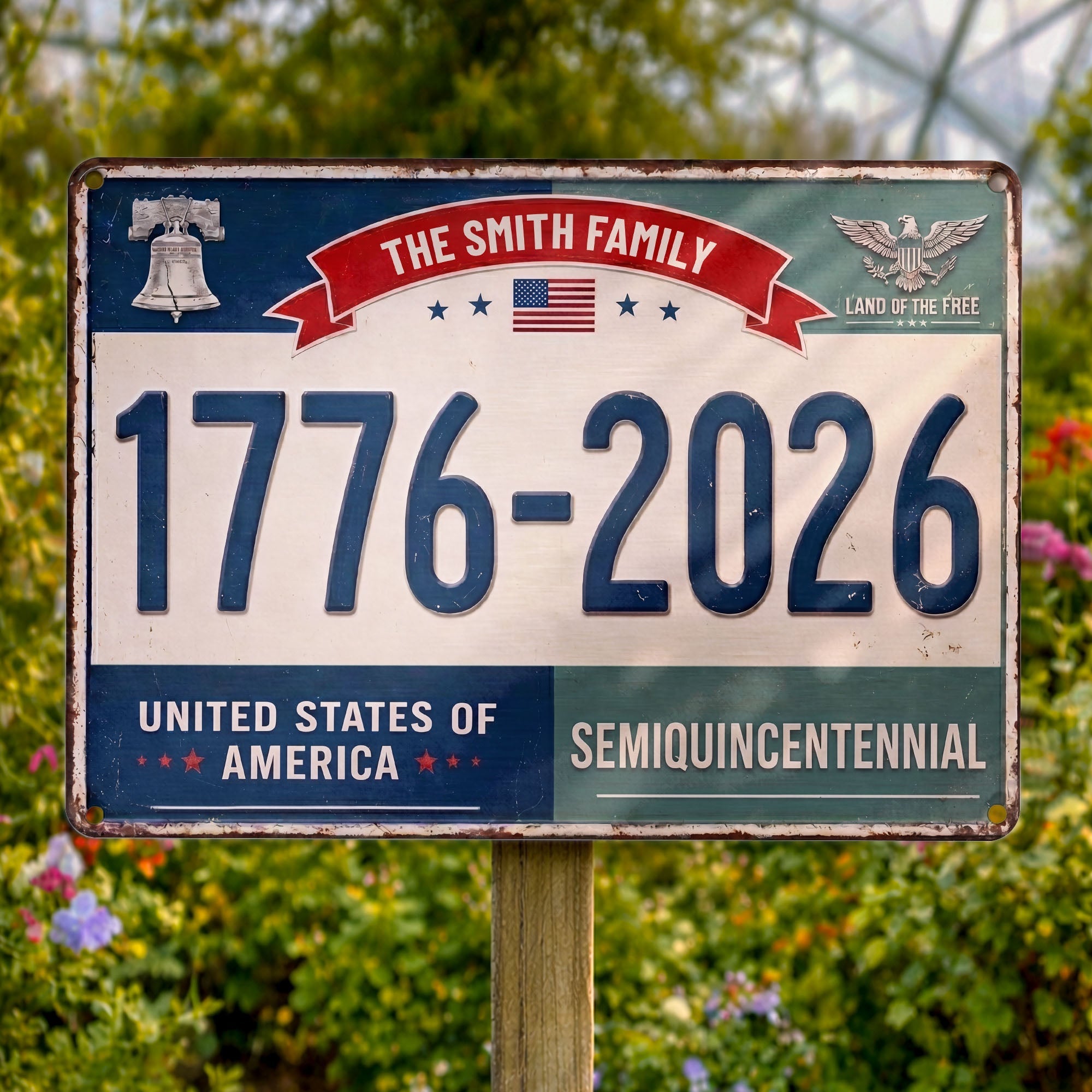 Personalized Metal Sign Custom Family Name USA Eagle Decor