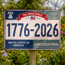 Load image into Gallery viewer, Personalized Metal Sign Custom Family Name USA Eagle Decor
