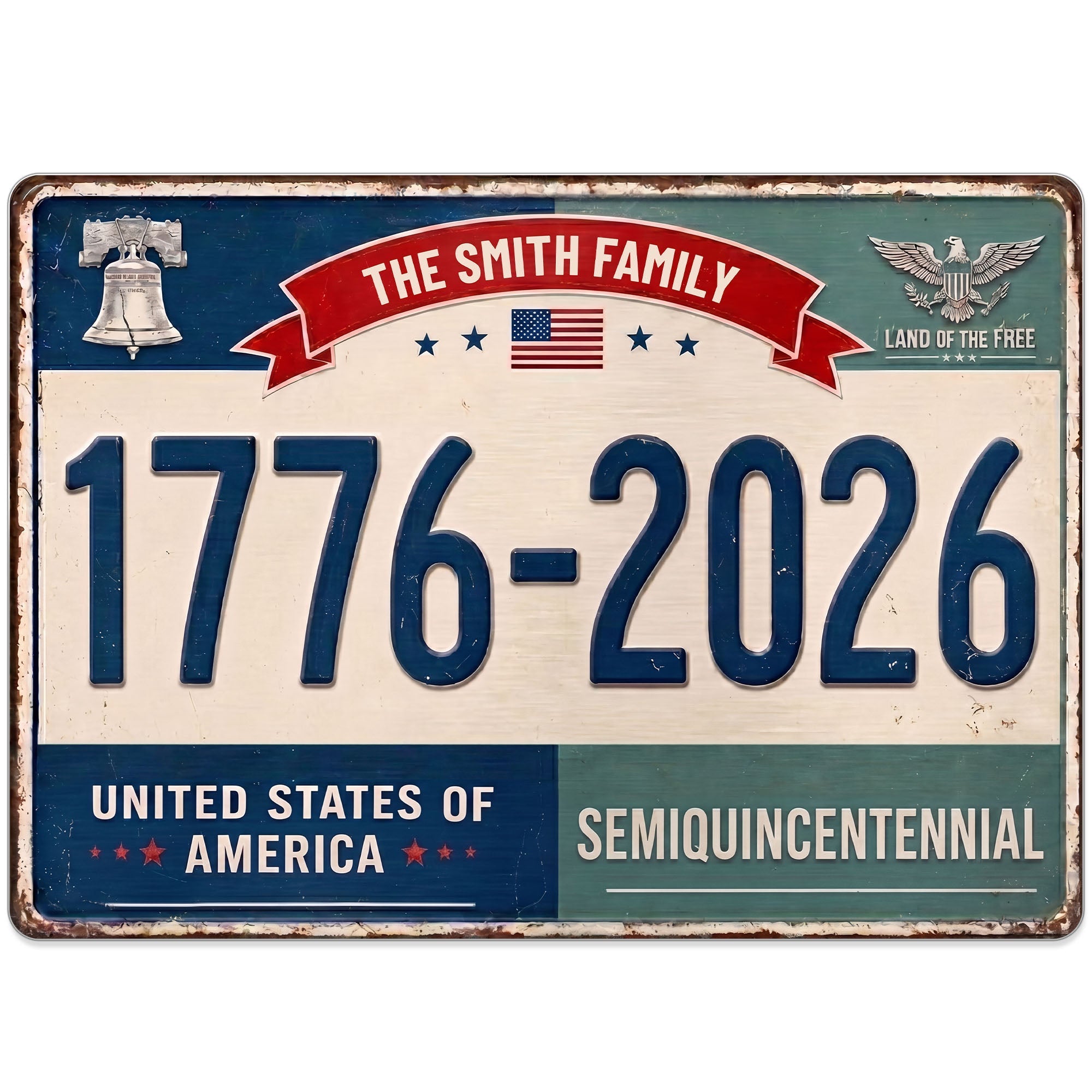 Personalized Metal Sign Custom Family Name USA Eagle Decor