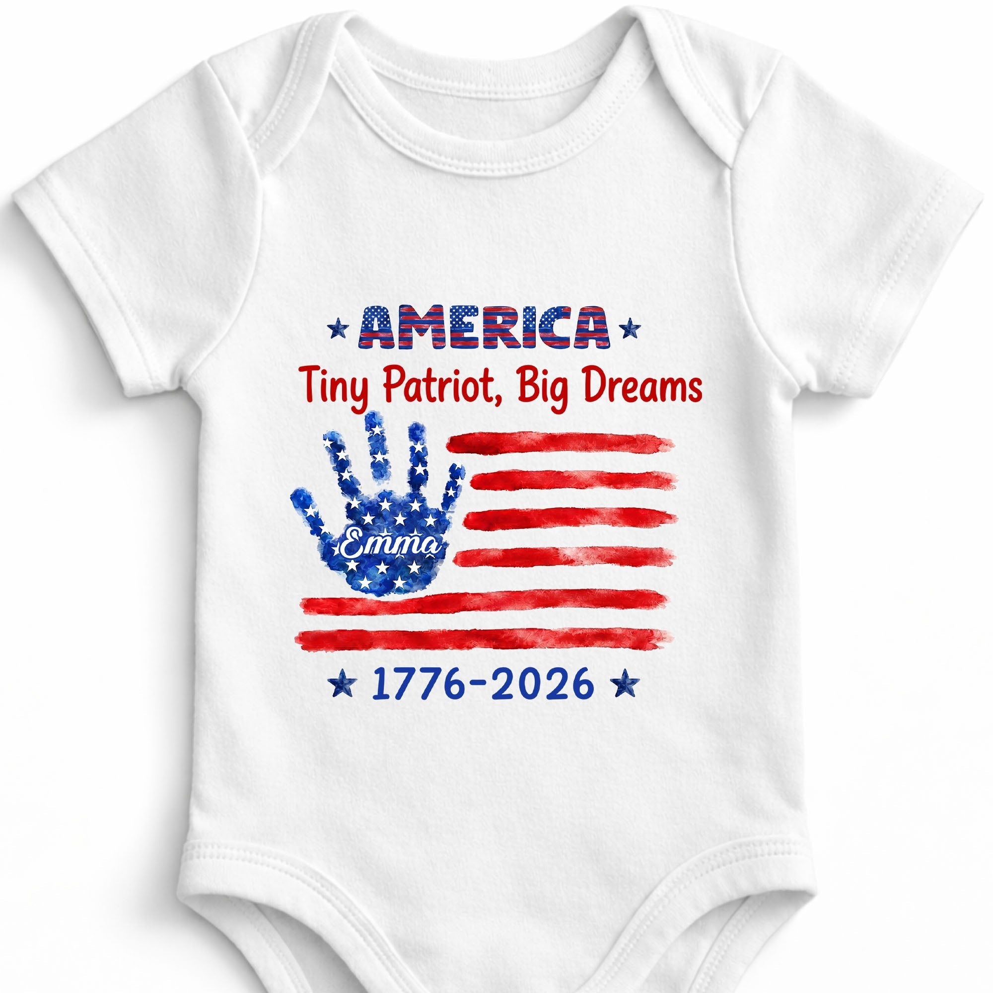 Personalized American Flag Baby Onesie Custom Name Gift for 4th of July