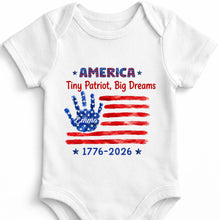 Load image into Gallery viewer, Personalized American Flag Baby Onesie Custom Name Gift for 4th of July
