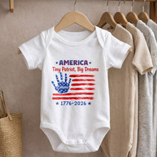 Load image into Gallery viewer, Personalized American Flag Baby Onesie Custom Name Gift for 4th of July

