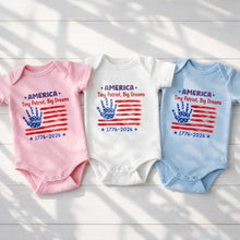 Load image into Gallery viewer, Personalized American Flag Baby Onesie Custom Name Gift for 4th of July
