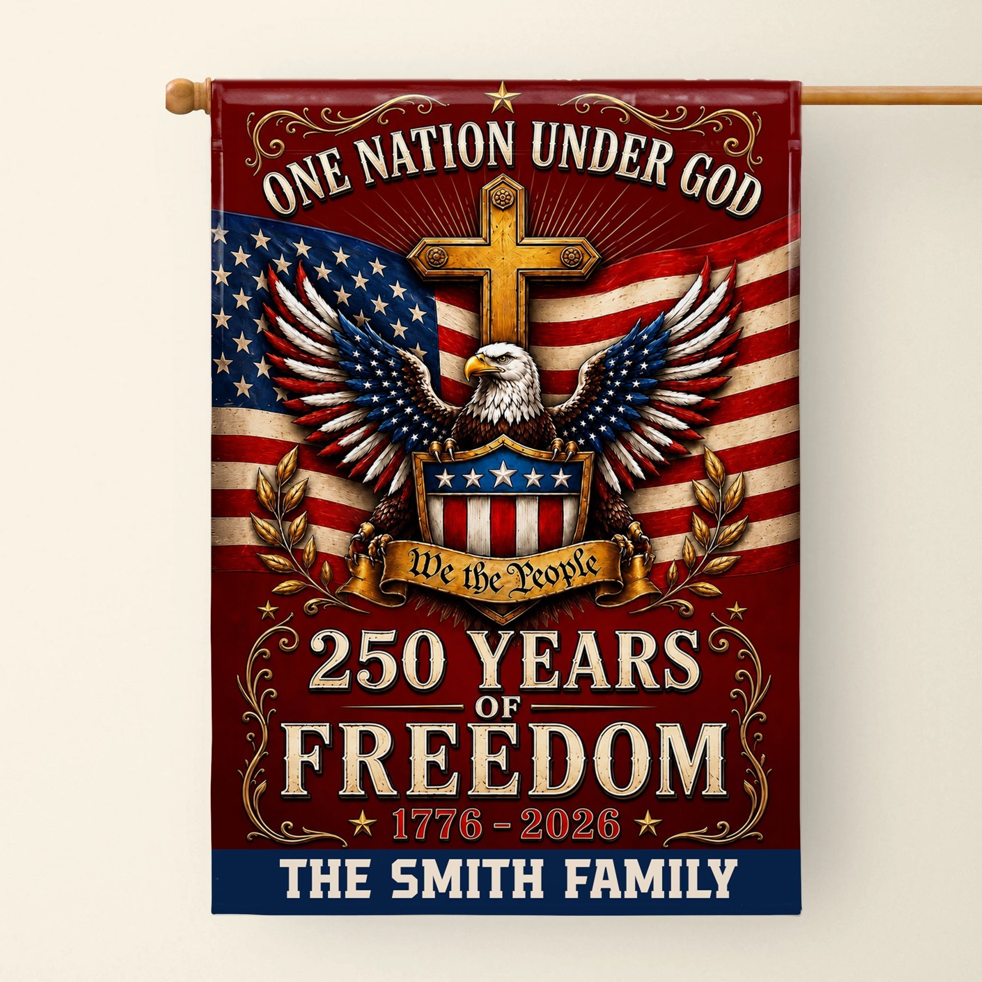 Personalized Double-Sided Garden Flag Custom Family Name 4th of July Gift