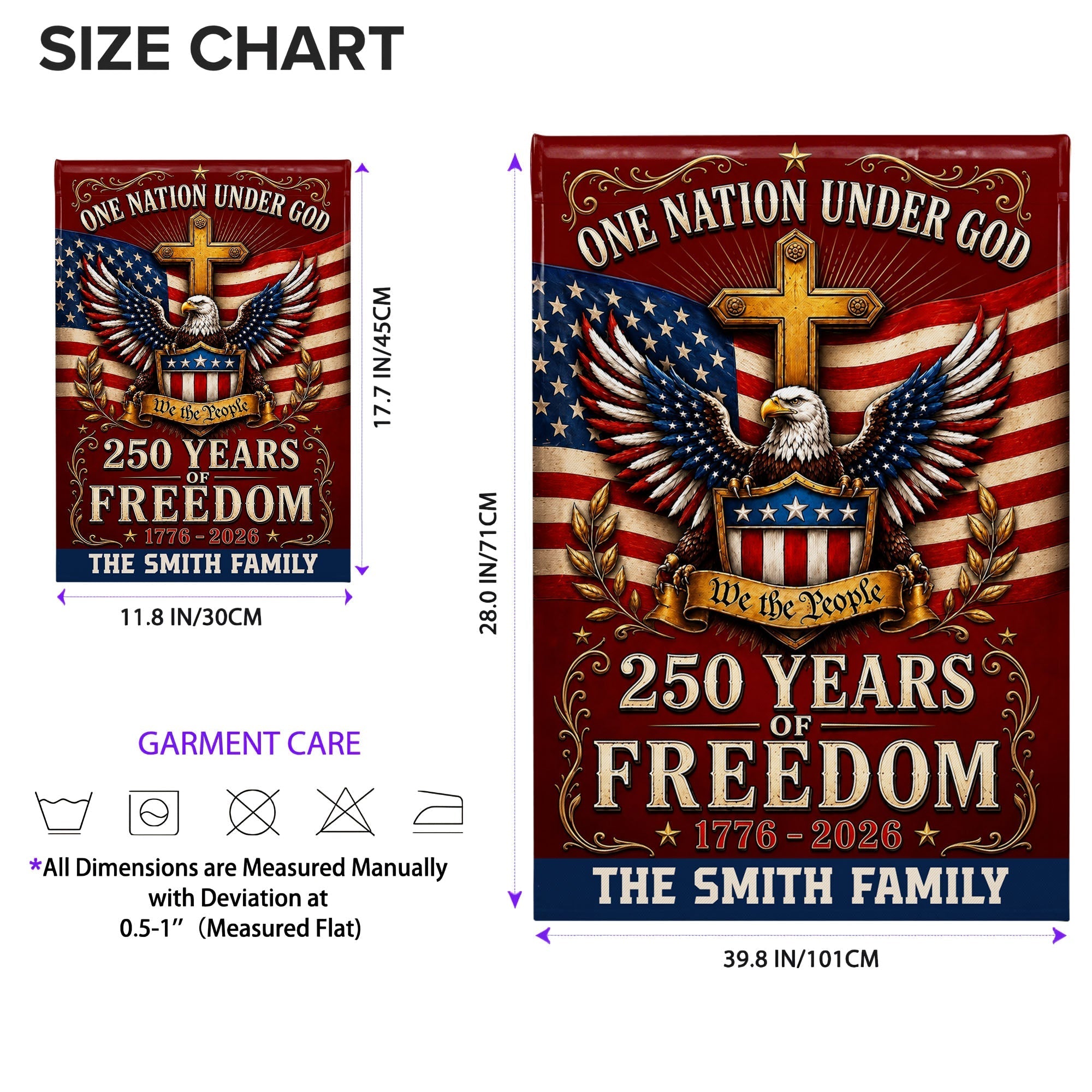 Personalized Double-Sided Garden Flag Custom Family Name 4th of July Gift