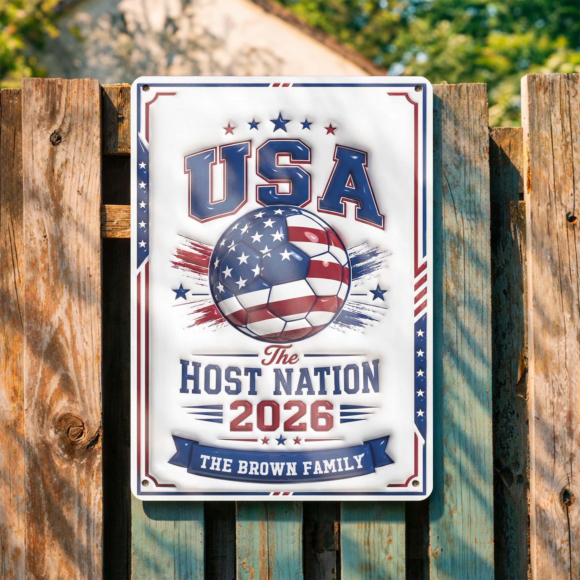 Personalized Metal Sign Custom Name USA Flag Gift for Soccer Lovers