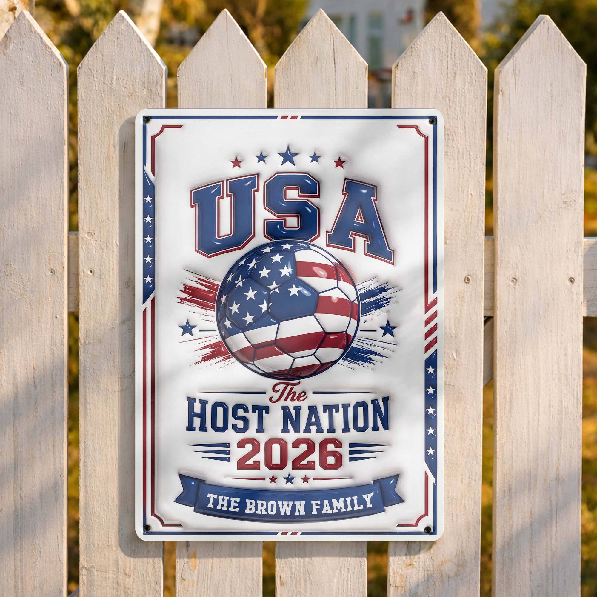 Personalized Metal Sign Custom Name USA Flag Gift for Soccer Lovers