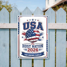 Load image into Gallery viewer, Personalized Metal Sign Custom Name USA Flag Gift for Soccer Lovers
