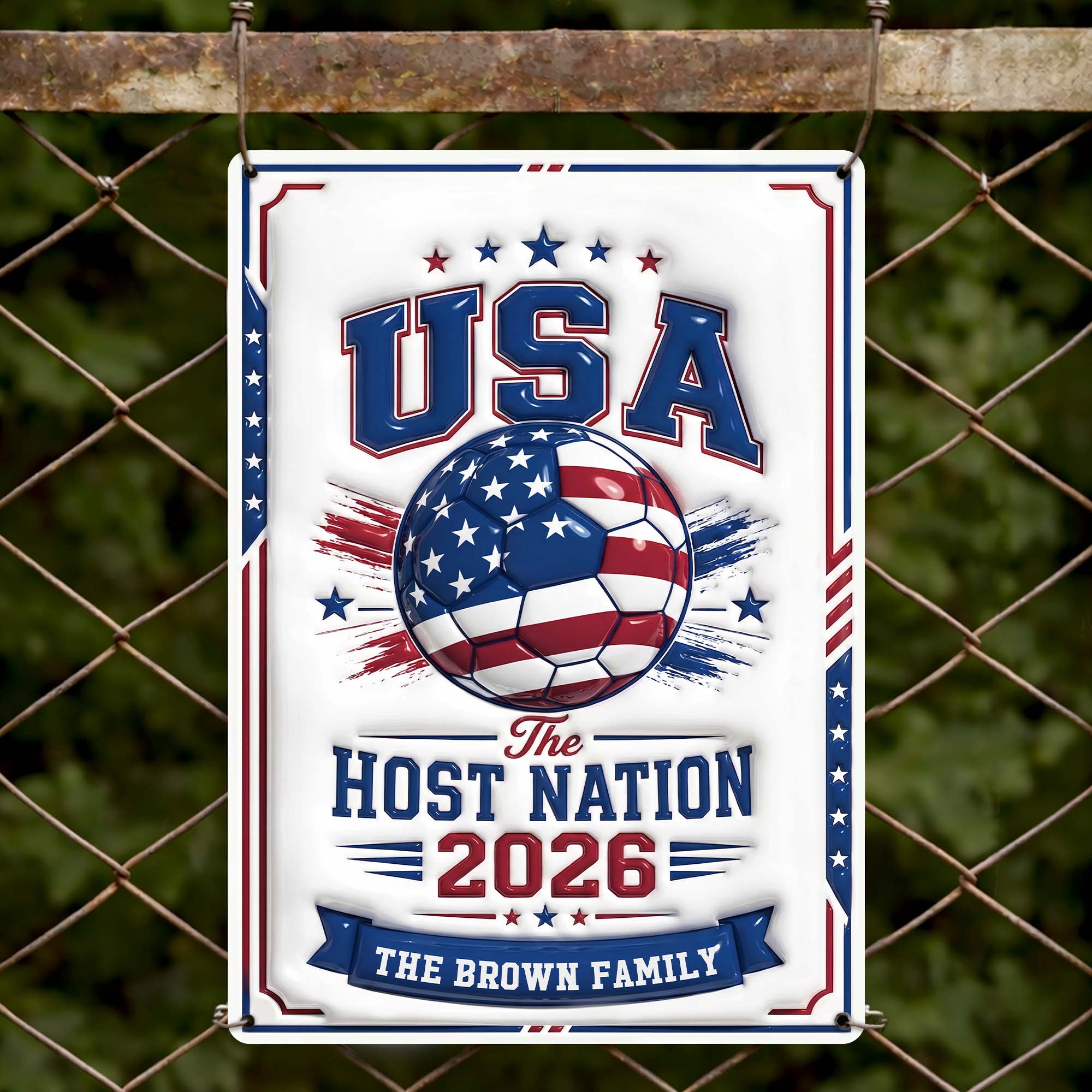 Personalized Metal Sign Custom Name USA Flag Gift for Soccer Lovers