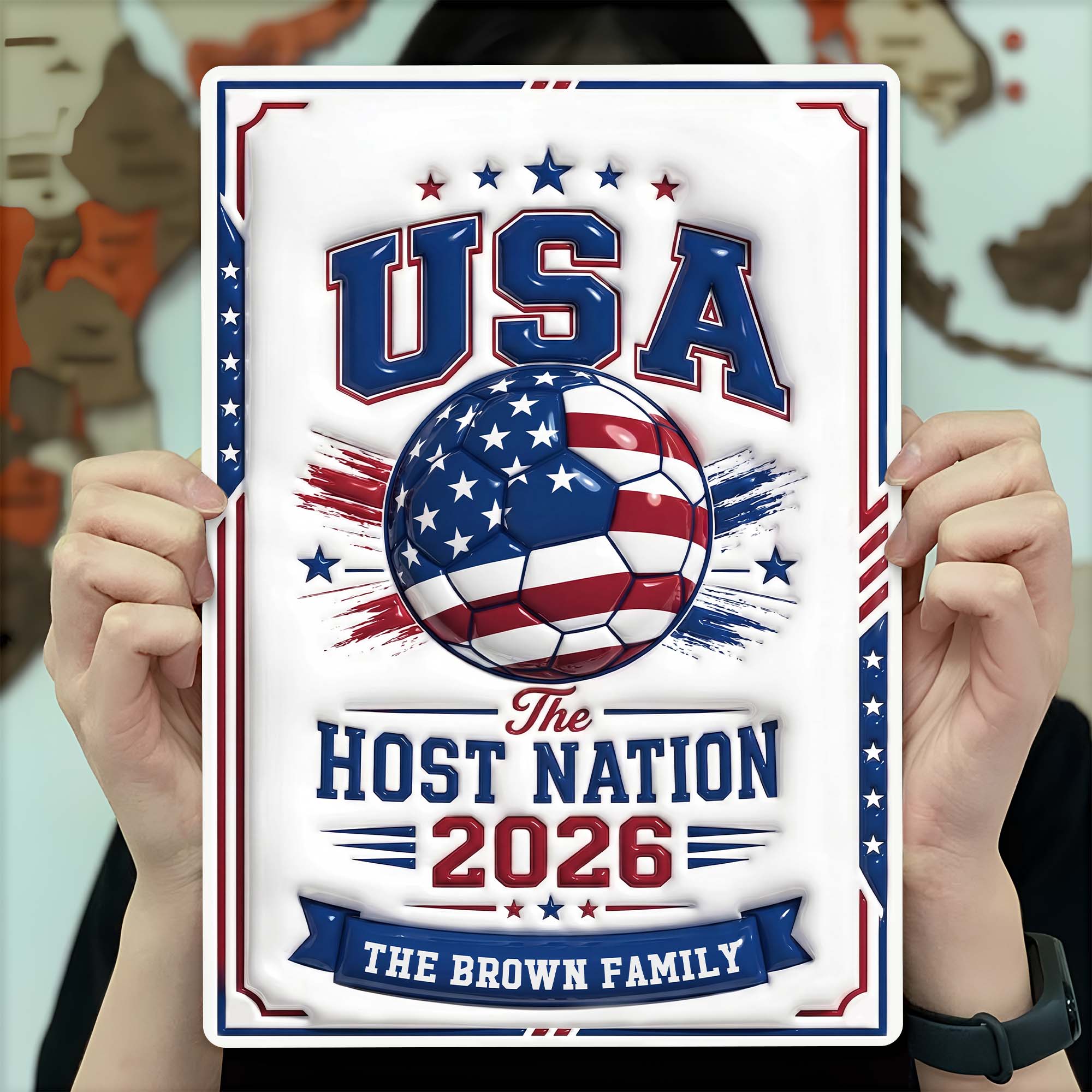 Personalized Metal Sign Custom Name USA Flag Gift for Soccer Lovers