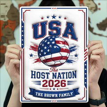 Load image into Gallery viewer, Personalized Metal Sign Custom Name USA Flag Gift for Soccer Lovers
