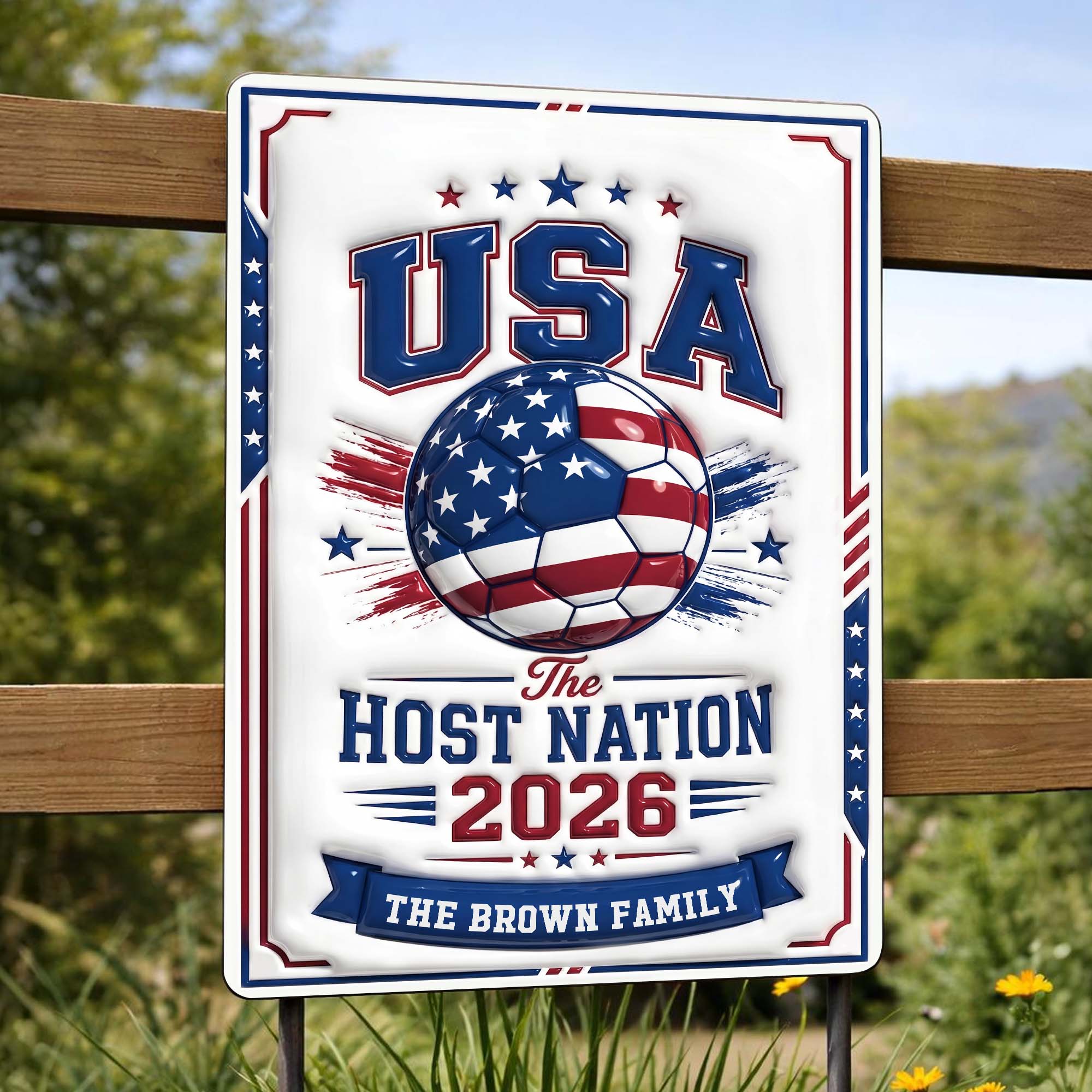 Personalized Metal Sign Custom Name USA Flag Gift for Soccer Lovers