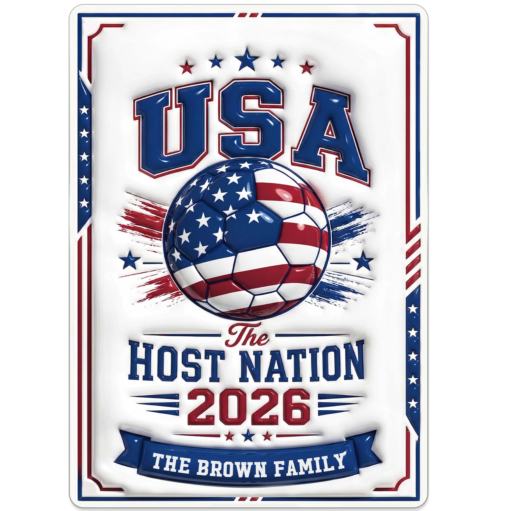 Personalized Metal Sign Custom Name USA Flag Gift for Soccer Lovers