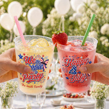 Load image into Gallery viewer, Personalized Frosted Cups with American Flag Custom Name Gift for 4th of July
