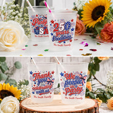 Load image into Gallery viewer, Personalized Frosted Cups with American Flag Custom Name Gift for 4th of July
