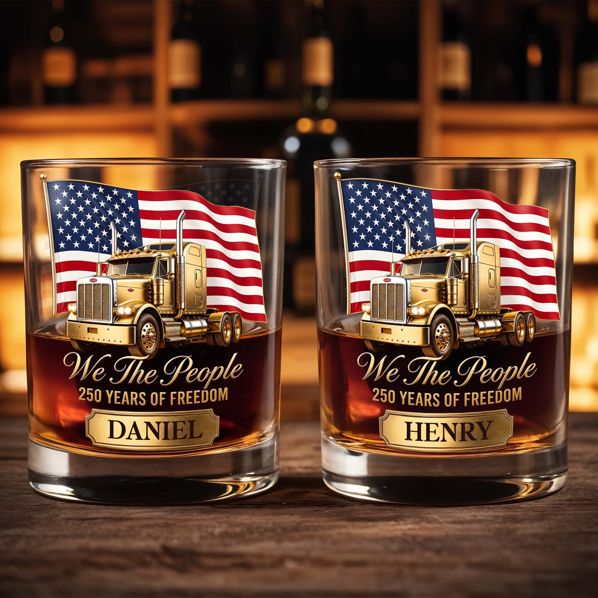 Personalized Custom Whiskey Glass 4th of July Gift for Dad