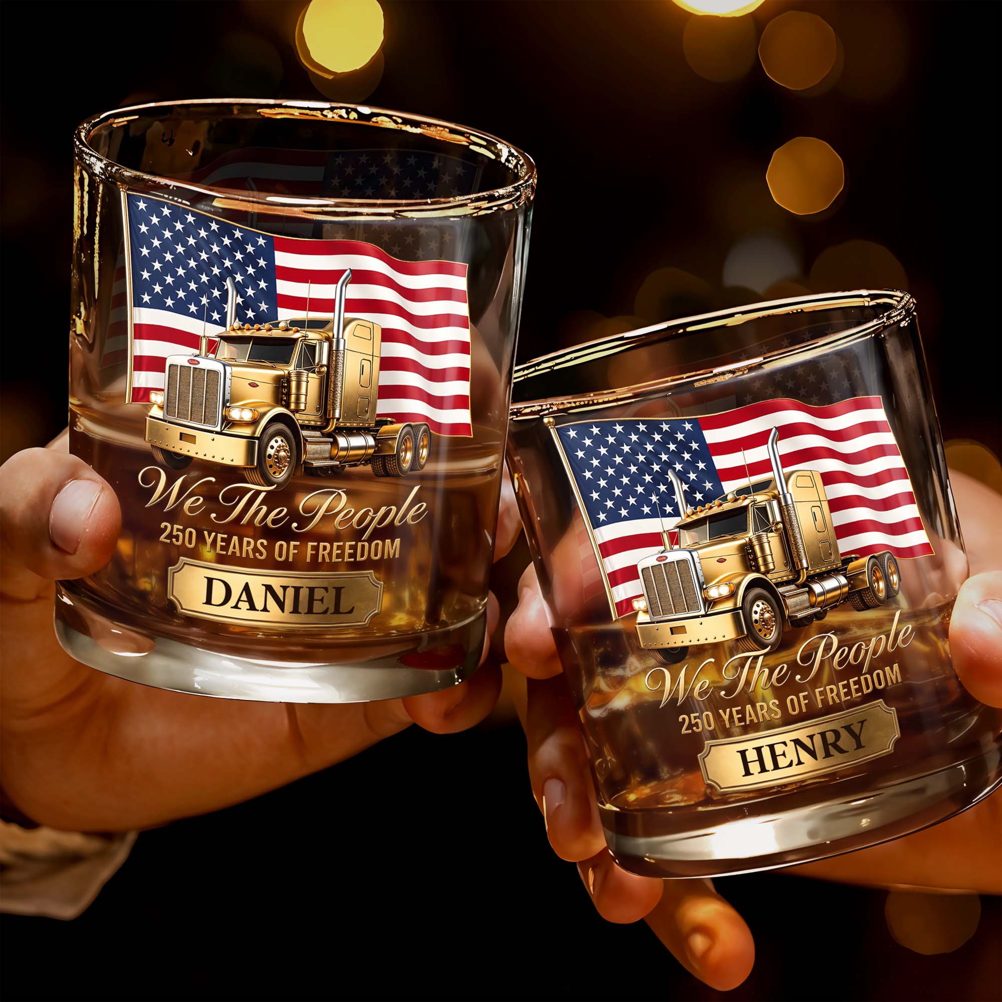Personalized Custom Whiskey Glass 4th of July Gift for Dad