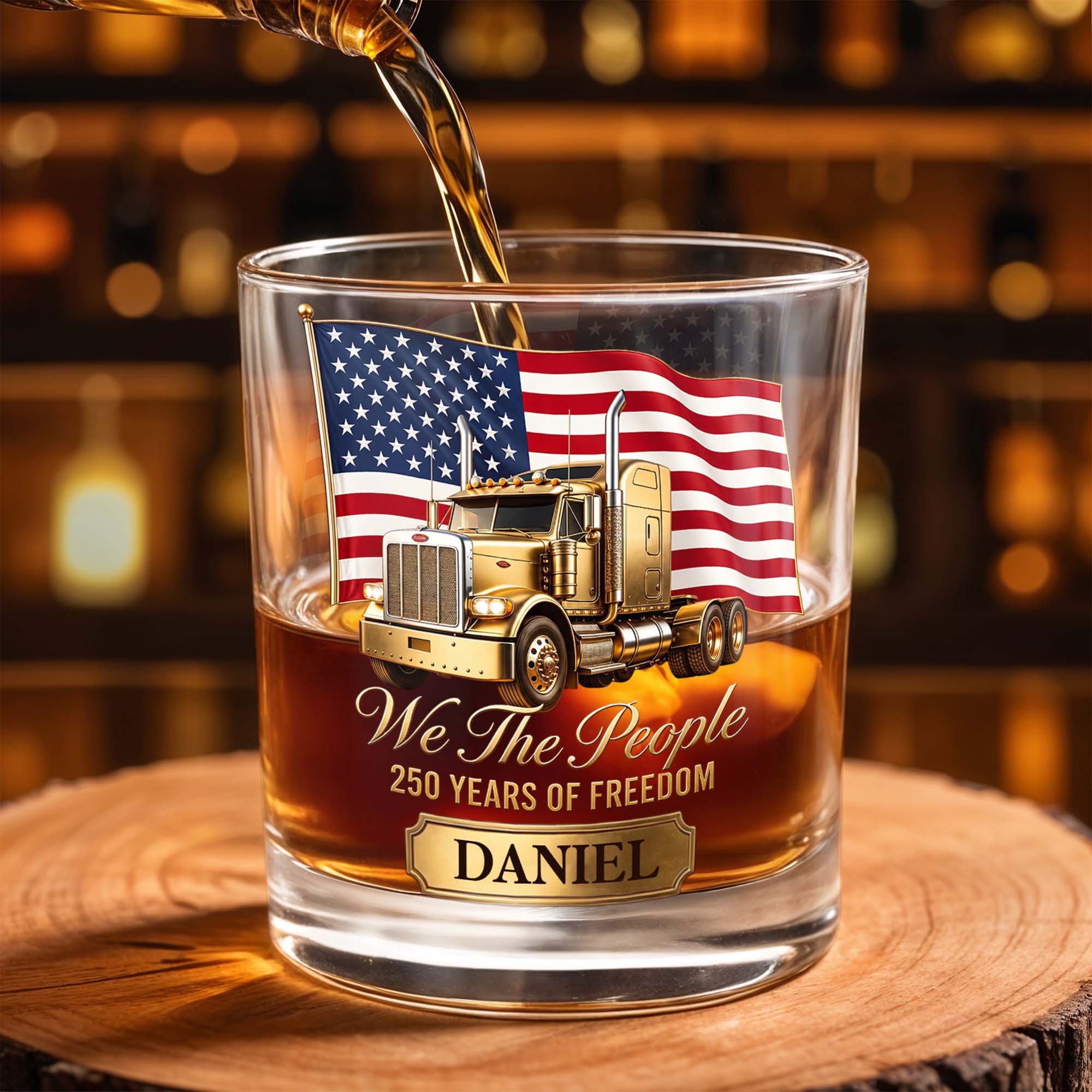 Personalized Custom Whiskey Glass 4th of July Gift for Dad