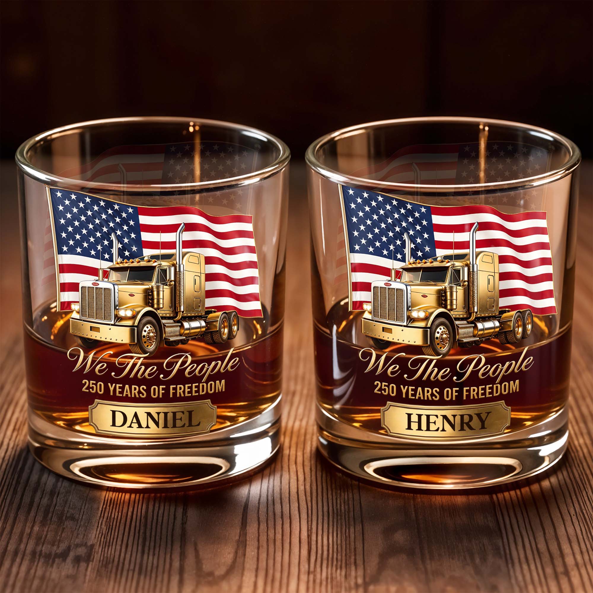 Personalized Custom Whiskey Glass 4th of July Gift for Dad