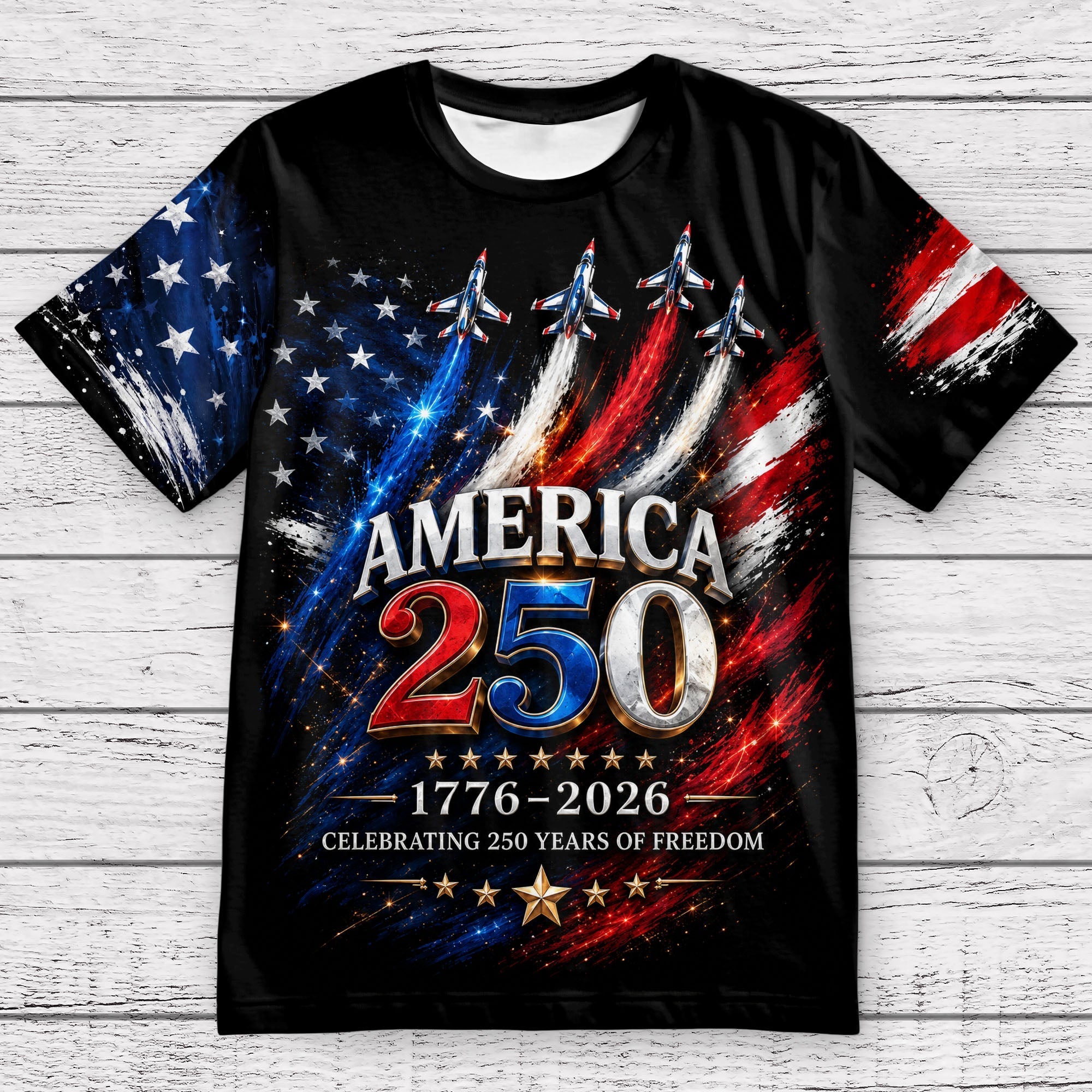 Personalized Independence Day T-Shirt Custom Name 250th Anniversary Gift