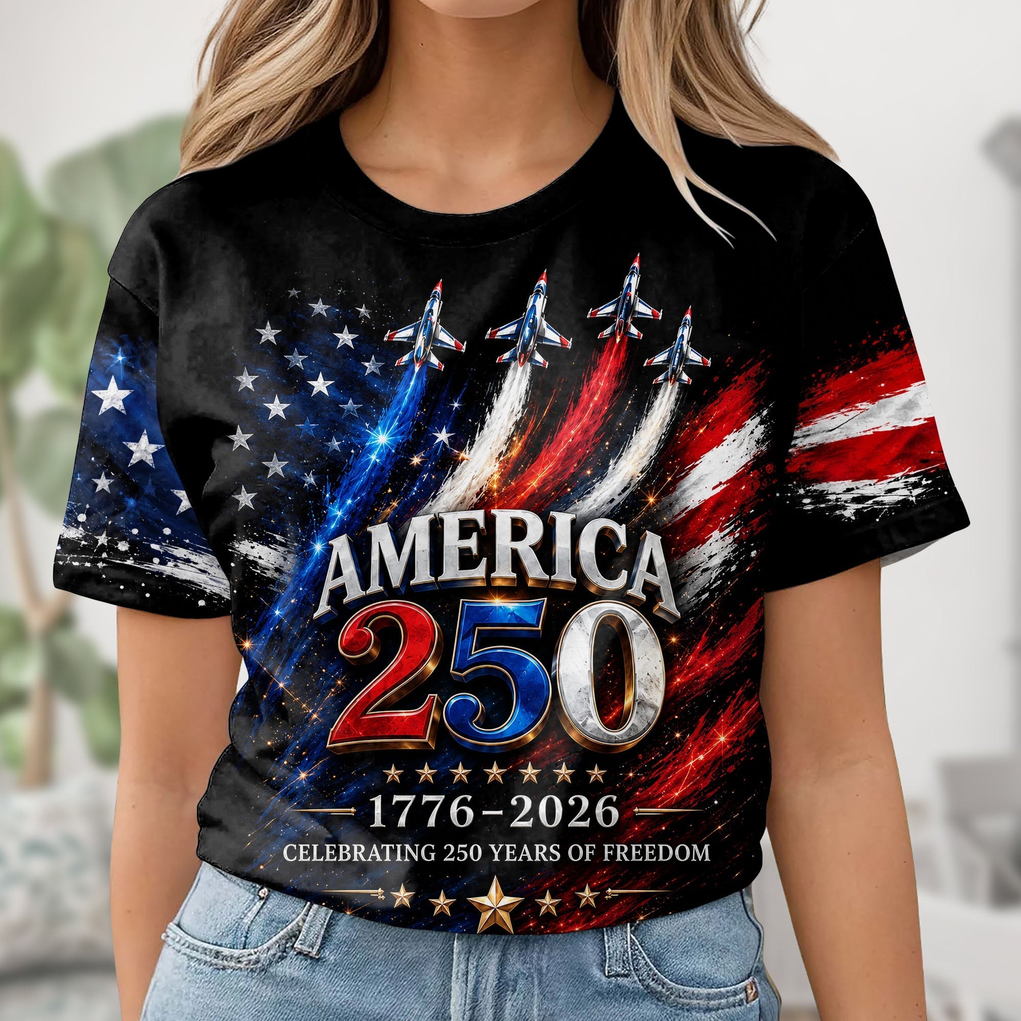 Personalized Independence Day T-Shirt Custom Name 250th Anniversary Gift