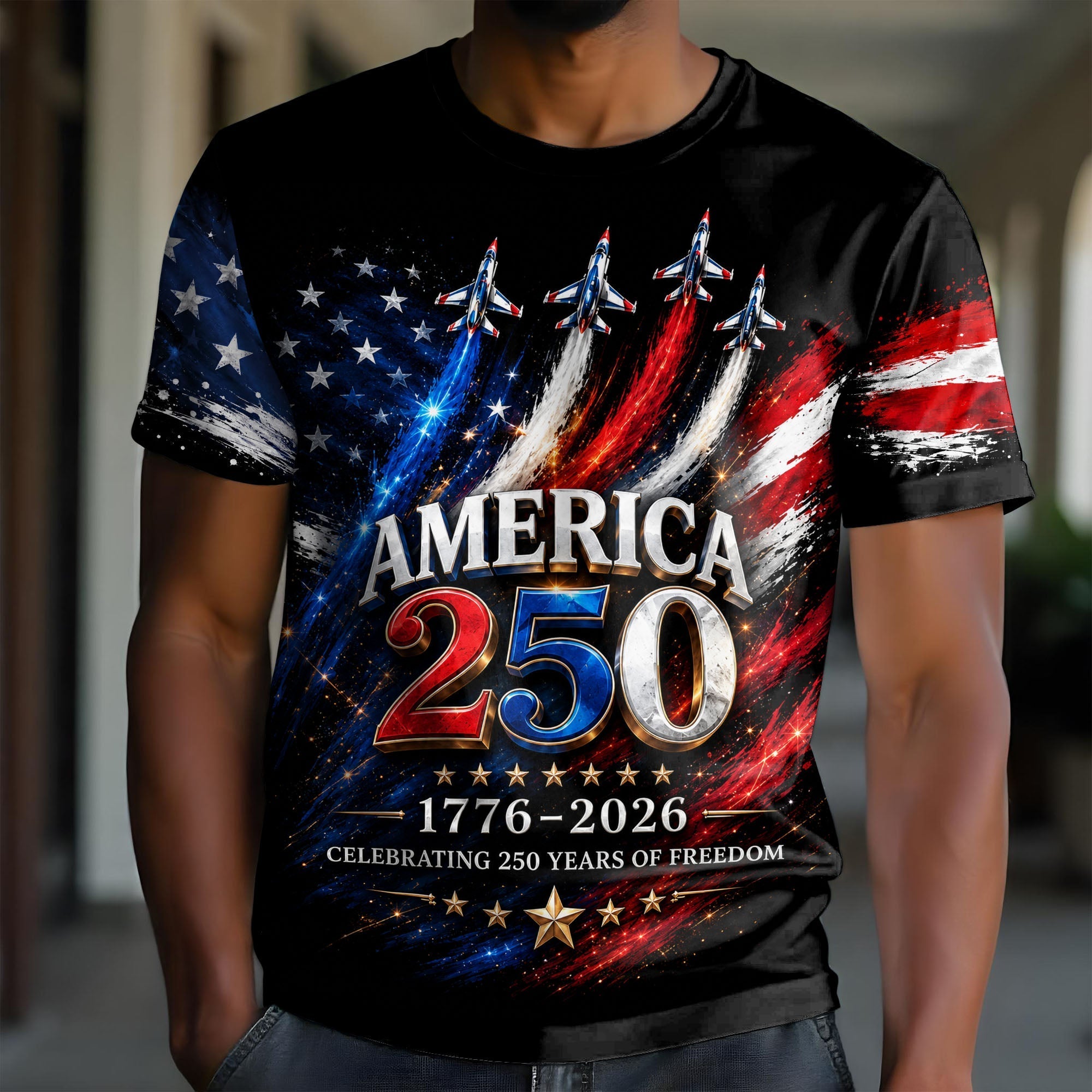 Personalized Independence Day T-Shirt Custom Name 250th Anniversary Gift